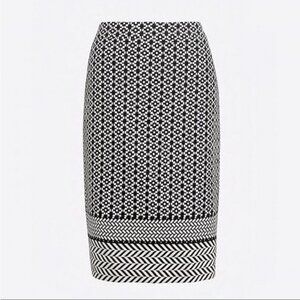 J. Crew Chevron Pencil Skirt Geometric Print‎ Business Casual Twill sz 2